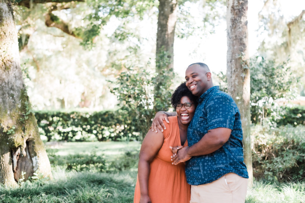 the couple were very happy and giddy after the Washington Oaks Garden State Park surprise proposal Photo by Black Tie & Co. (www.btcweddings.com)