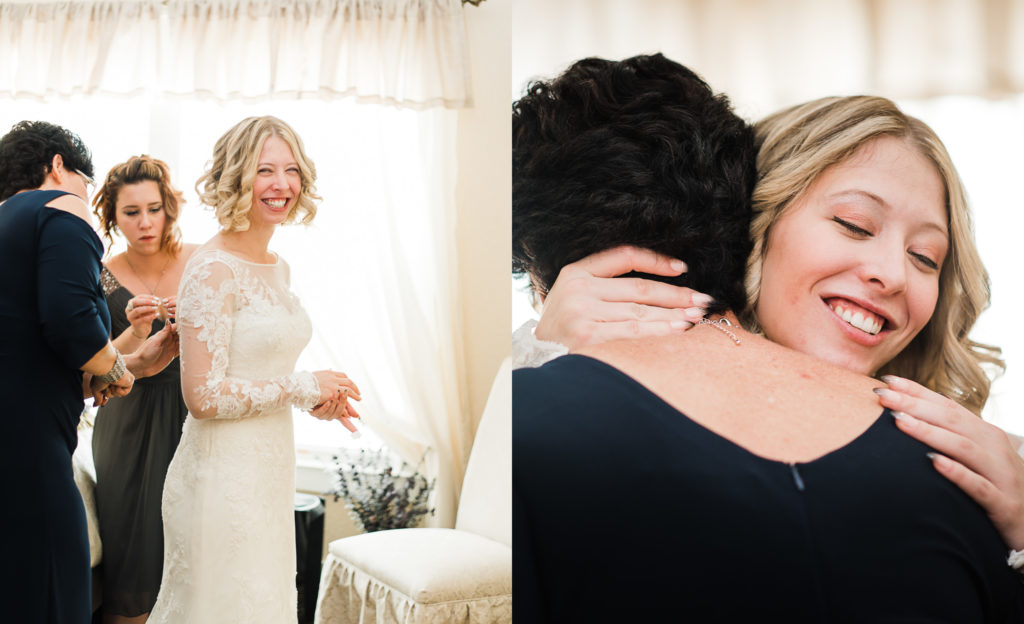 Mother of the bride hugging bride. Photo by Black Tie & Co. www.btcweddings.com