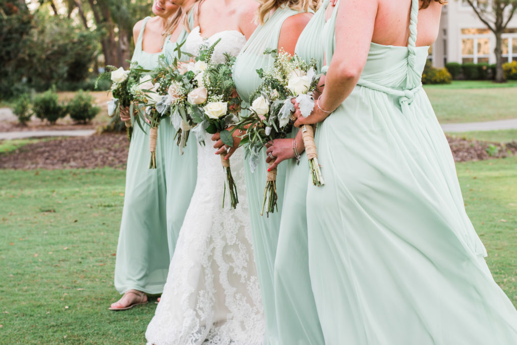 close up of bridesmaids flowers Queen's Harbour country club in Jacksonville Florida Photography by Chabeli Woolsey Black Tie & Co www.btcweddings.com