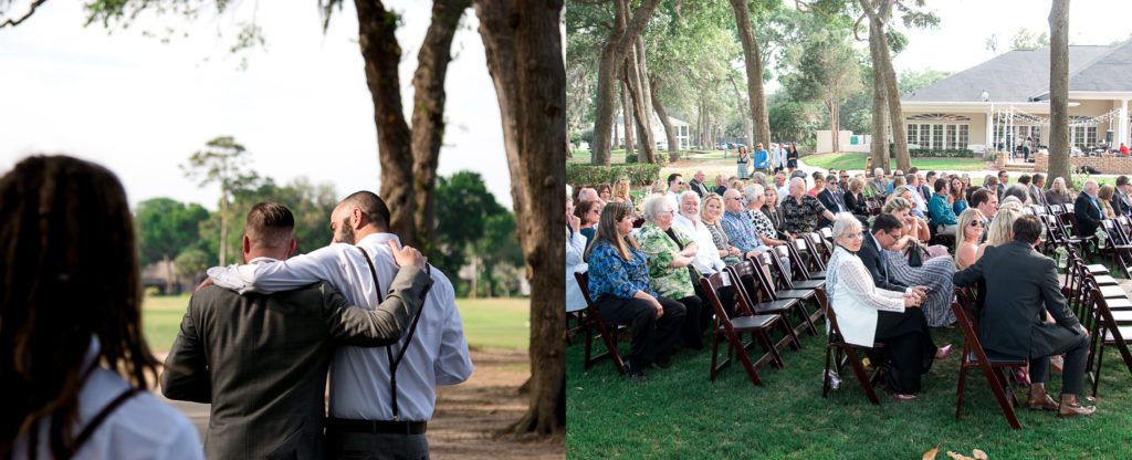 guest gathering for wedding ceremony Queen's Harbour country club in Jacksonville Florida Photography by Chabeli Woolsey Black Tie & Co www.btcweddings.com