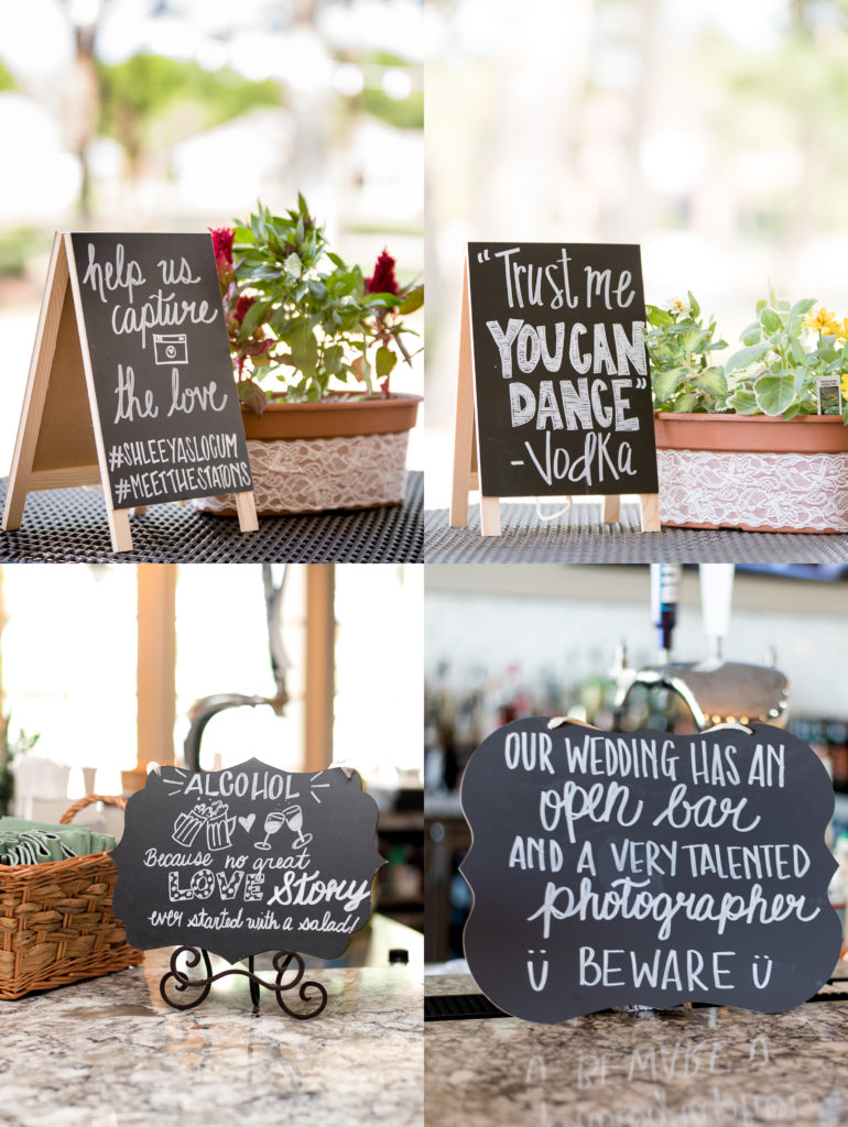 ceremony and reception signs Queen's Harbour country club in Jacksonville Florida Photography by Chabeli Woolsey Black Tie & Co www.btcweddings.com