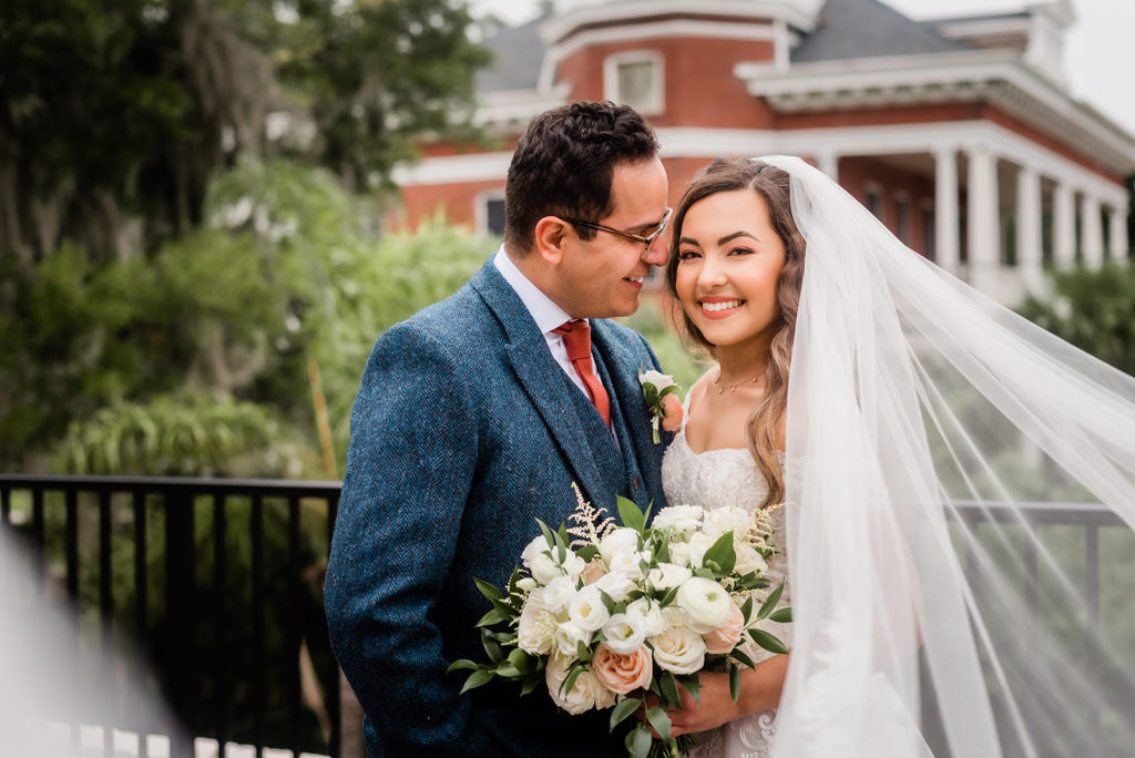 Bride and Groom portrait at Brick and Beam Wedding Venue Jacksonville, Florida